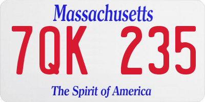 MA license plate 7QK235