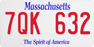MA license plate 7QK632
