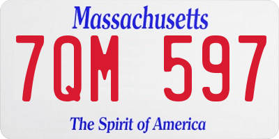 MA license plate 7QM597