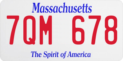 MA license plate 7QM678