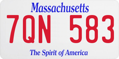 MA license plate 7QN583