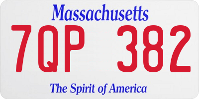 MA license plate 7QP382