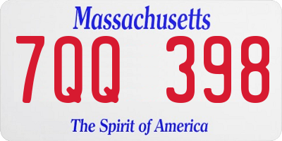 MA license plate 7QQ398