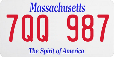 MA license plate 7QQ987