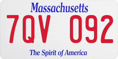 MA license plate 7QV092