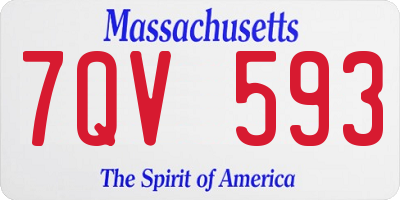 MA license plate 7QV593