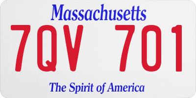 MA license plate 7QV701