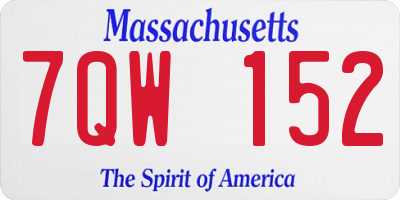 MA license plate 7QW152