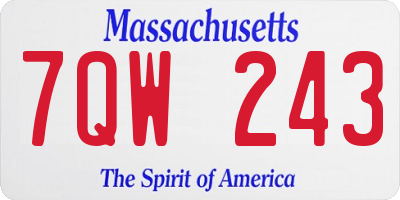 MA license plate 7QW243