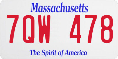 MA license plate 7QW478