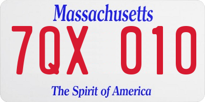 MA license plate 7QX010