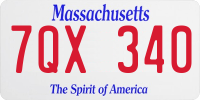 MA license plate 7QX340