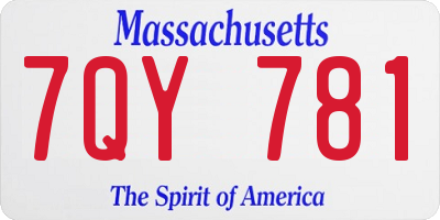 MA license plate 7QY781