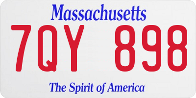 MA license plate 7QY898