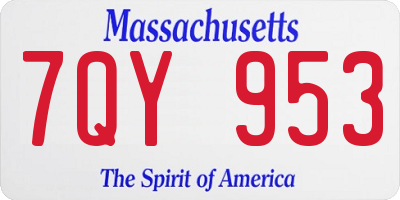 MA license plate 7QY953