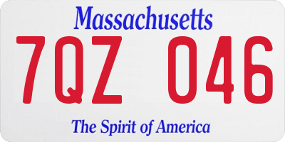 MA license plate 7QZ046