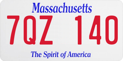 MA license plate 7QZ140