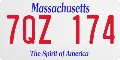 MA license plate 7QZ174
