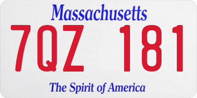 MA license plate 7QZ181