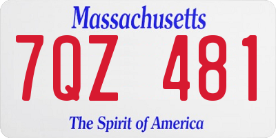 MA license plate 7QZ481