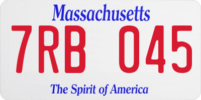 MA license plate 7RB045