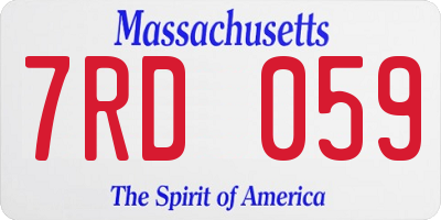 MA license plate 7RD059