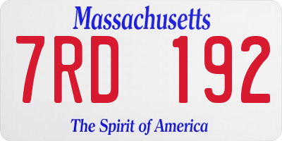 MA license plate 7RD192