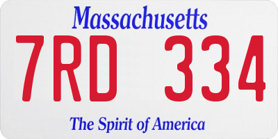 MA license plate 7RD334