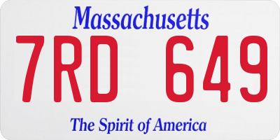 MA license plate 7RD649