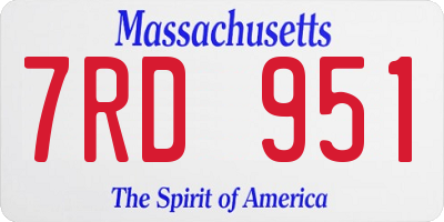 MA license plate 7RD951