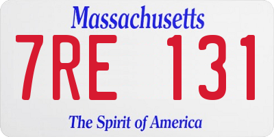 MA license plate 7RE131