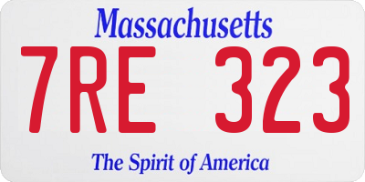 MA license plate 7RE323