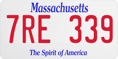 MA license plate 7RE339