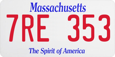 MA license plate 7RE353