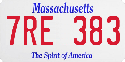 MA license plate 7RE383
