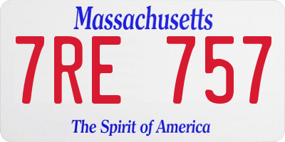 MA license plate 7RE757