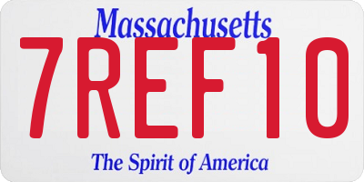 MA license plate 7REF10