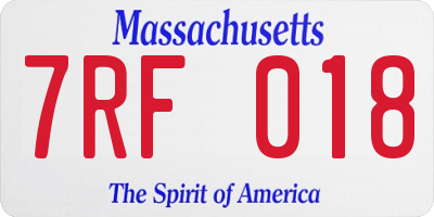 MA license plate 7RF018