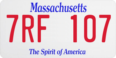 MA license plate 7RF107