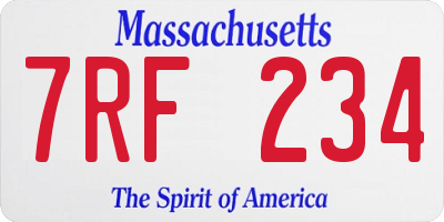 MA license plate 7RF234