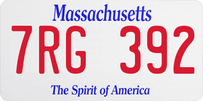 MA license plate 7RG392