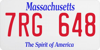 MA license plate 7RG648