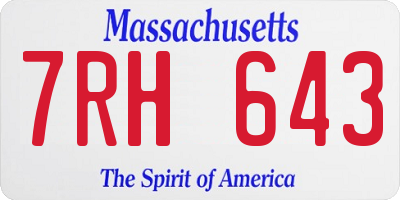 MA license plate 7RH643