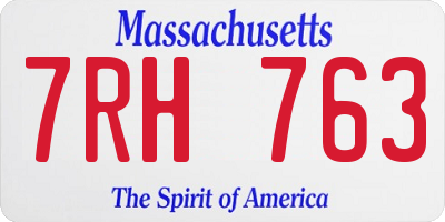 MA license plate 7RH763