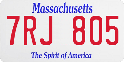 MA license plate 7RJ805