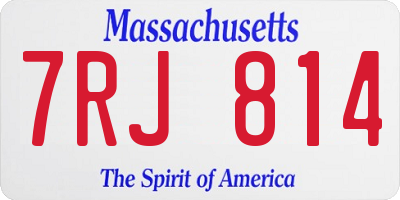 MA license plate 7RJ814
