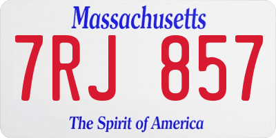 MA license plate 7RJ857