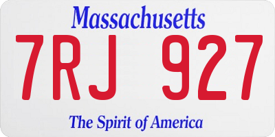 MA license plate 7RJ927