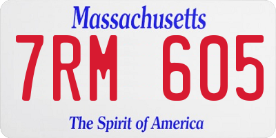 MA license plate 7RM605