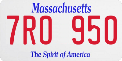 MA license plate 7RO950